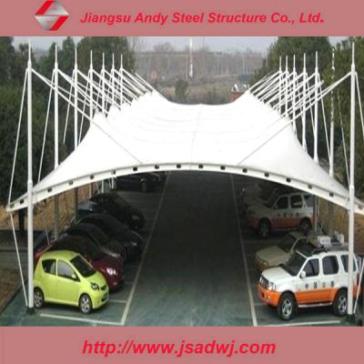 China High Quality Waterproof Cable Membrane Steel Structure Car Awning for sale