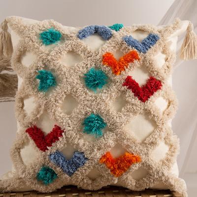 China Best Selling 100% Handmade Home Decorative Therapy Cotton Cushion Cover Tufted for sale