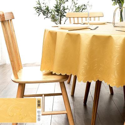 China Modern high quality round PU anti oil PVC damask waterproof tablecloth for household for sale