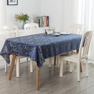 China Modern luxury fancy jacquard navy navy rectangular damask tablecloth for party decoration for sale