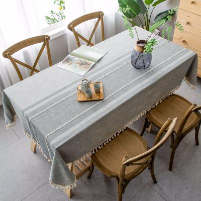 China Quality modern wholesale cotton canvas waterproof rectangular tablecloth for dining for sale