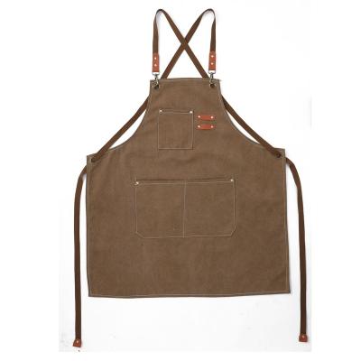 China Wholesale High Quality Thick 100% Cotton Canvas Brown Kitchen Apron Cleaning for sale