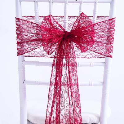 China Simple High Quality Elegant Lace Burgundy Sash Chair For Chiavari Chair for sale