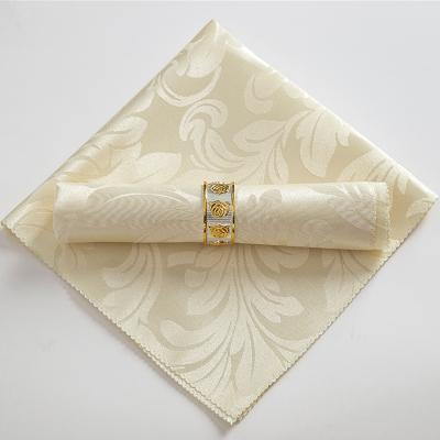 China Modern Luxury Fancy Embroidery Custom Size Best Quality Damask Wedding Table Cloth Ivory Ivory Napkin for sale