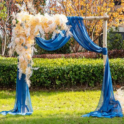 China 100D Chiffon Blue Arch Wedding Backdrops For Sale Backdrop Stand Stage Decoration For Wedding Events Ready To Ship for sale