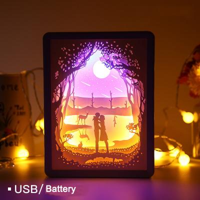 China Modern Unique Decor USB Smart Paper Cutting Led 3d Light Box Ideas Gift for sale