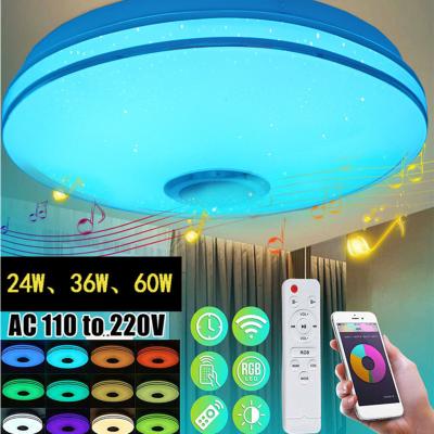 China Modern Blue RGB LED Music Ceiling Light Tooth Speaker Smart Home Party Bedroom Bedroom Lighting APP Remote Control Dimmable Colorful Light for sale