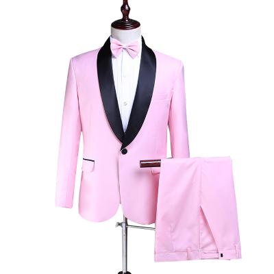 China Breathable Fashion White Groom Tuxedos Wearing Slim Tailored Suit Shawl Lapel Tailored Wedding Suits For Men for sale