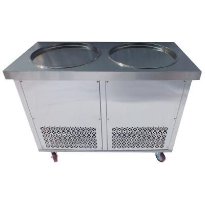 China Round Double Pan Fried Ice Cream Machine , Ice Cream Roll Equipment for sale