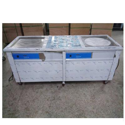 China Commercial Thailand Rolled Fried Ice Cream Machine With Square Double Pan for sale