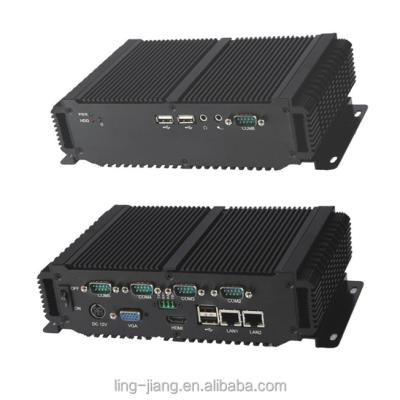 China Aluminum Alloy Enclosure Fanless Mini PC With LVDS Intel D2550 CPU 64Gb SSD 2Gb RAM 2*LAN 6*COM RS232/RS485 Recessed Industrial Computer for sale