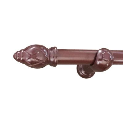 China Easy To Install Factory Sale OEM Wooden Curtain Rod With Accessories 28MM Brown Curtain Pole Set Ball Finial for sale