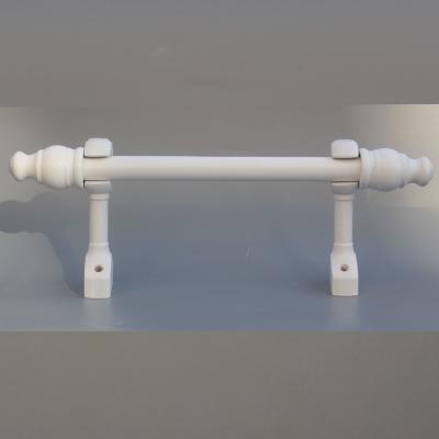 China HOT Sale 28MM Traditional Factory Malaysia Style White Wood Curtain Rod Set Curtain Pole Finials Brackets Set for sale