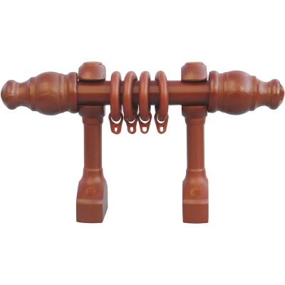 China HOT Sale Traditional Malaysia Style Wooden Curtain Pole Finials Brackets Set Curtain Rod Set in Brown 28MM for sale