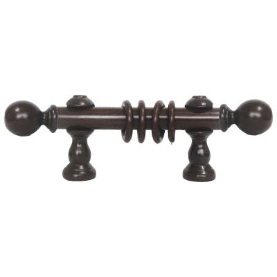 China Traditional Wooden Curtain Pole Set Ball Finial 35mm Curtain Rod Factory Price Sale Brown Color for sale