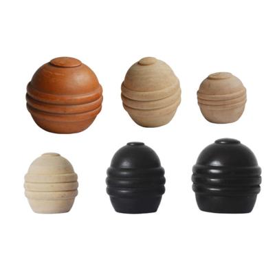 China CLASSIC window curtain rod finials 19MM 28MM round wooden curtain pole finials 35MM for sale