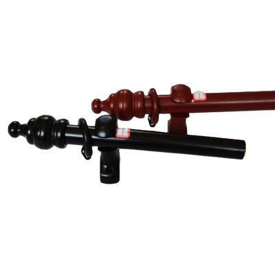 China Finials Wooden Curtain Brackets OEM Wooden Curtain Pole Set 28MM Red Black Wooden Curtain Rod for sale