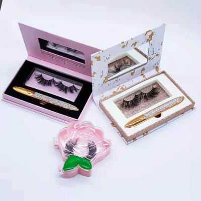 China Soft And Comfortable False Lashes Cases To Customize Your Own Eyelash Box Eyelash Packaging With Customized Empty Lashes Book Boxes With Mirror for sale