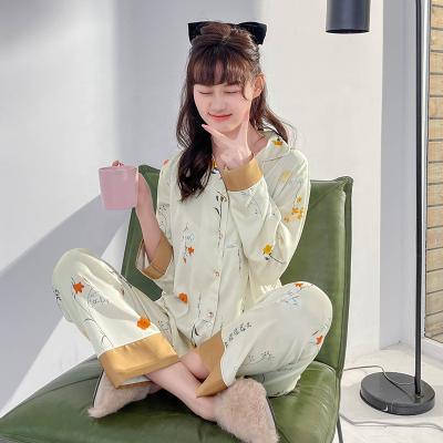 China 2021 QUICK DRY wholesale fashion homewear custom printed 2 piece pajama satin for women for sale