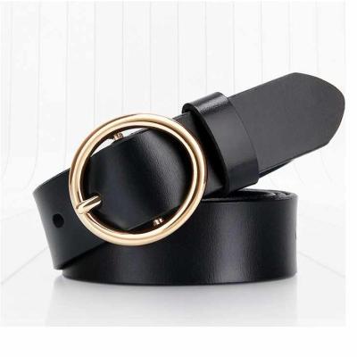 China New Fashion.Casual Style Women's Genuine Leather Belt All Match Belt Casual Leather Women's Brief Women's Belt With Round Buckle Belt for sale