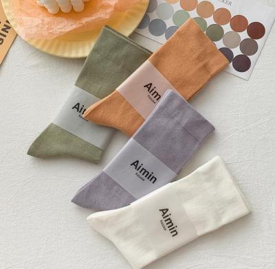 China Autumn Korean Candy Color Breathable Cotton Women Soft Socks for sale