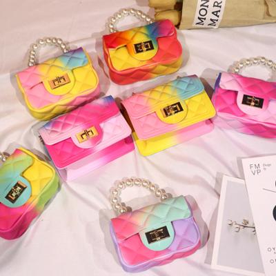 China 2020 Fashion Mini Square Jelly Bag Small Rhombus Color Candy Bag Hot Messenger Bag Chain New for sale