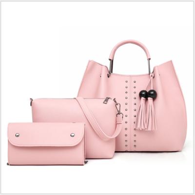 China 2019 Cross - Body Fashion Factory Women's Clutch Bag Faux Leather Purse 3 Pieces Handbag Set for sale