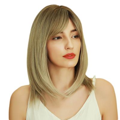 China Bob Straight Bob Synthetic Wigs For Women 18 Inch Long Bob Wig Blunt Cut Bob Wigs For Party And Daily Wear for sale