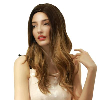 China Body Wave 22 Inch Brown Long Body Wavy Women Wig Natural Fashion for sale