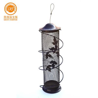 China Sustainable Metal Bird Feeder For Outdoor With Feeding Ports Accumulate Proof Tube Bird Hanging Feeders For Outdoor Hanging Yard Garden for sale