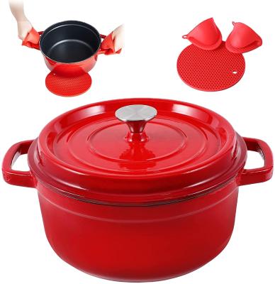 China Durable Enameled Pre-Seasoned Cast Iron Dutch Oven Pot With Lid And Handles For Enamel Coated for sale