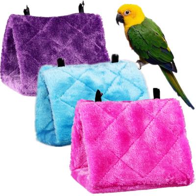 China Mini Hamster Budgies Bed Winter Warm Breathable Parrot Bedroom Cozy Cotton Cockatoo Chinchilla Flannel Bird Nest Triangle for sale