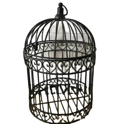 China Viable Iron Wire Parrot Cage Single Portable Ornamental Mynah Thrush House Nest Supplies Retro Pet Outdoor Indoor Villa Decoration for sale