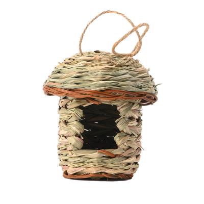 China Canary Yellow Nest House Stocked Sparrow Straw Bird Cage Unique Handcrafted Tree Nest Mynah Thrush Creative Simple House Heat for sale