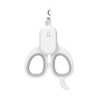 China Viable Kitten Double Light Scissors Pet Beauty Nail Clippers with USB Charging Professional Dog Cat Toenail Sharpener for Grooming for sale