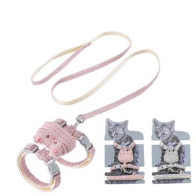 China Customized Cat Traction Rope To Prevent Cut-off Rabbit Comfortable I-Shaped Trunk Strap Comfortable Cat Leash Adjustable Pet Products for sale