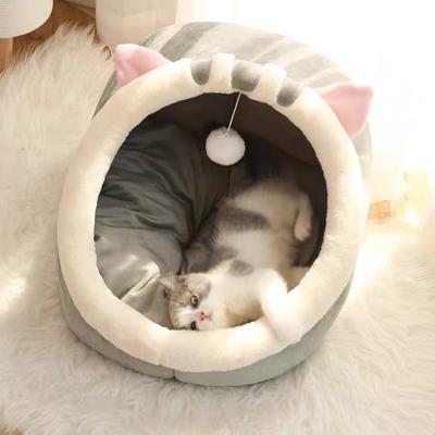 China Mat Bag For Washable Soft Comfy Cat Tent Dog Cave Durable Cat Bed Warm Pet Basket Kitten Lounger Cushion Cat House Small for sale