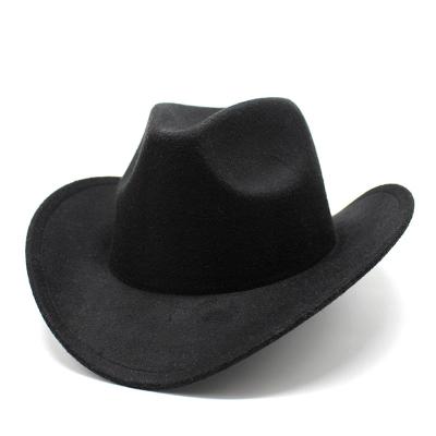 China Eco And Reuse Simple Cotton Felt Cowboy Hats Solid Color Polyester Wholesale Fedora Hat For Men for sale