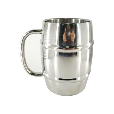 China 304 Stainless Steel Sustainable High Quality Barrel Beer Mugs With Handle Custom Double-Layer Metal Mug 1000ml35oz Big Coffee Mug for sale