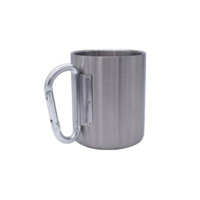 China Logo viable fixed custom promotion gift double wall buckle 220ml 300ml 320ml 350ml water cup stainless steel mountaineering buckle for sale