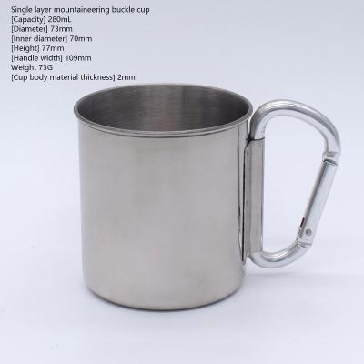 China Wholesale Minimalist Stainless Steel Coffee Mug Mountaineering Buckle Handle Natural Color Outdoor Camping Mug Can Be Customized Logo for sale