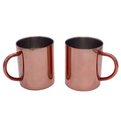 China Disposable stainless steel cup copper-plated color copper-plated straight body cup double handle milk coffee cup antique gold for sale