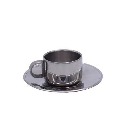 China 304 Stainless Steel Sustainable Coffee Cups Set European Ins Wind Latte Espresso Milk Cup Household Coffee Saucer Cup for sale