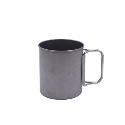 China Sustainable Silver Double Round Stainless Steel Wall Mug Metal Texture Mug for sale