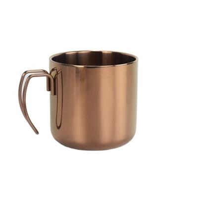 China Sustainable Portable 304 Stainless Steel Handles Metal Mug 400ml Titanium Plated Coffee Mug With Cover Double-Layer Cup Supports Custom Logo for sale