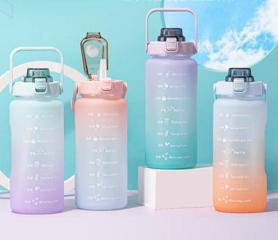 China Sport Viable Motivational Gym Fitness Marker Time 2200ML Portable Plastic BPA Free Water Bottle With Handle&Straw for sale