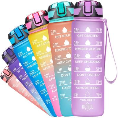 China Amazon Hot Selling 32oz/1000ML Gallon BPA Free Viable Half Tall Water Bottle With Time Motivational Marker For Fitness With Straw for sale