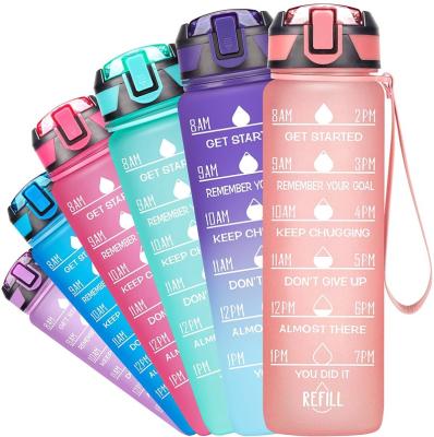 China Amazon Sustainable Hot Sale Customized Half Gallon 32oz Large BPA Free Water Bottle With Time Motivational Marker For Fitness With Straw for sale