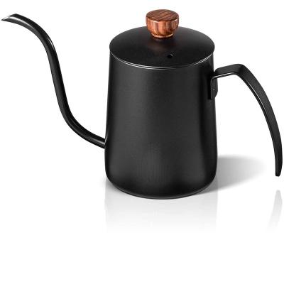 China 20oz/600ml Sustainable Coffee Drip Kettle - Pour Over Coffee Maker Tea Kettle with Handle&Wood Stainless Steel Lid Coffee Marker for sale