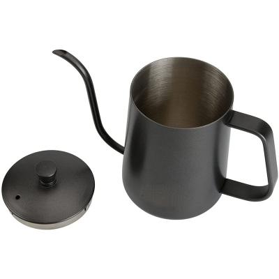 China Amazon Viable Hot Sale 20oz/600ml Pour Over Gooseneck Spout Stainless Steel Coffee Maker With Stainless Steel Handle Coat Tea Kettle for sale